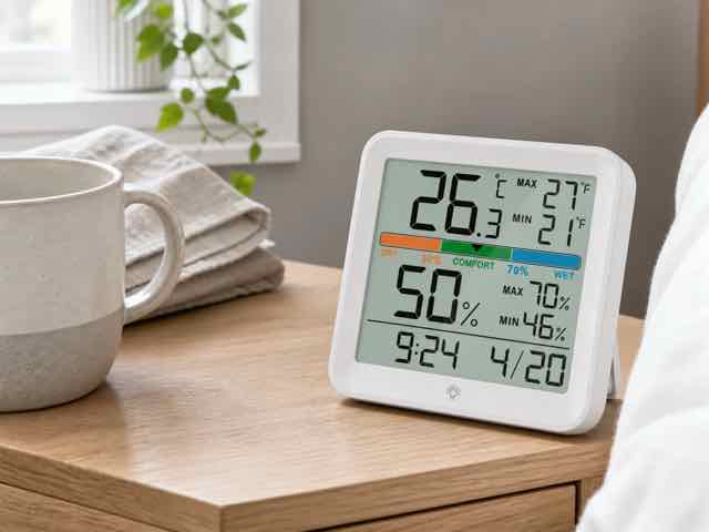 YGH5275 Colour-Screen Indoor Thermometer in everyday use